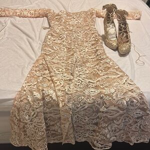 Elegant Lace Women’s Dress in Cream